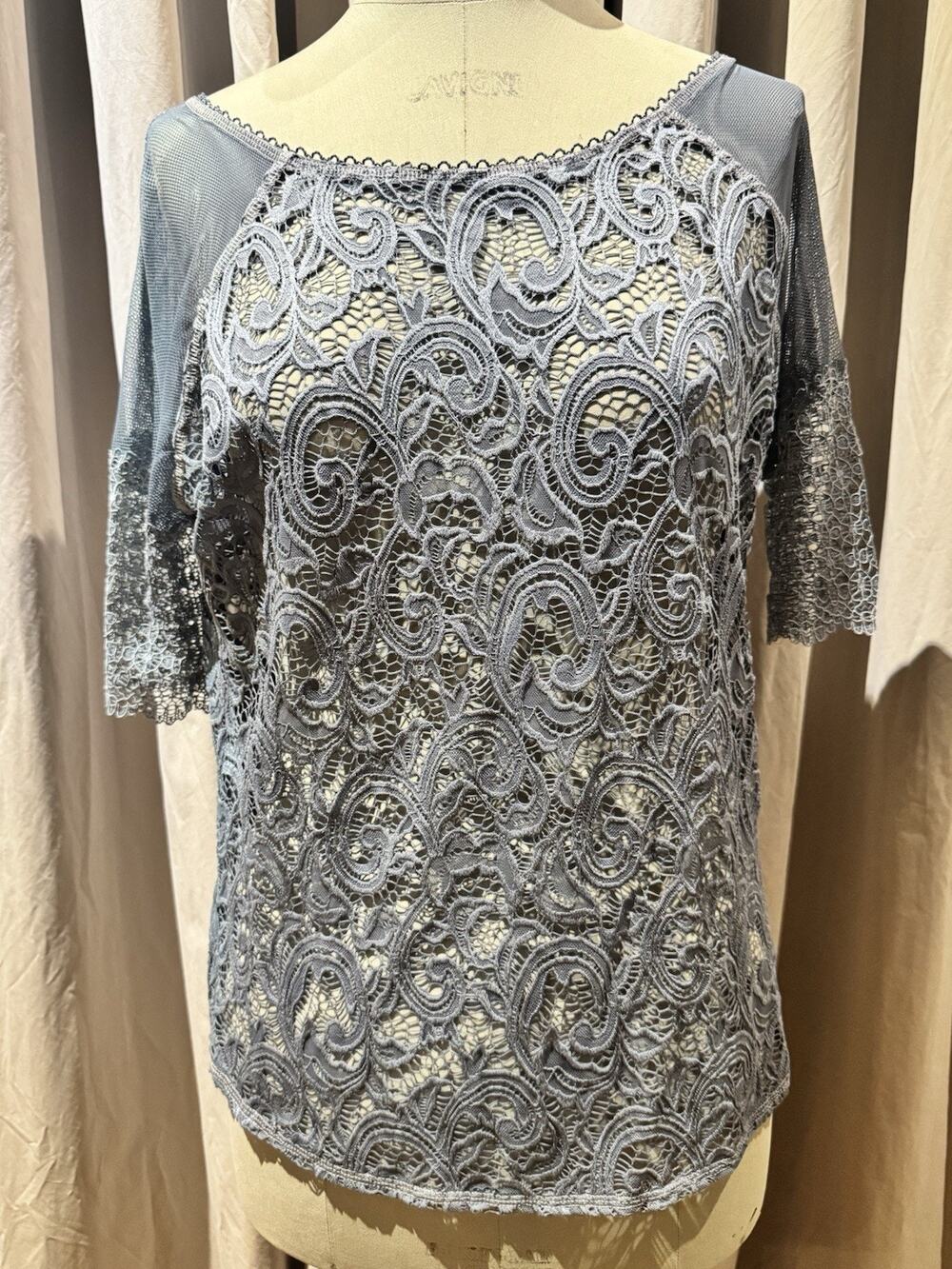 Ann Ferriday Oversized Lace And Net Top